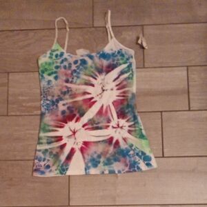 Multicolor Tie-Dye Floral Print Spaghetti Strap Tank Top